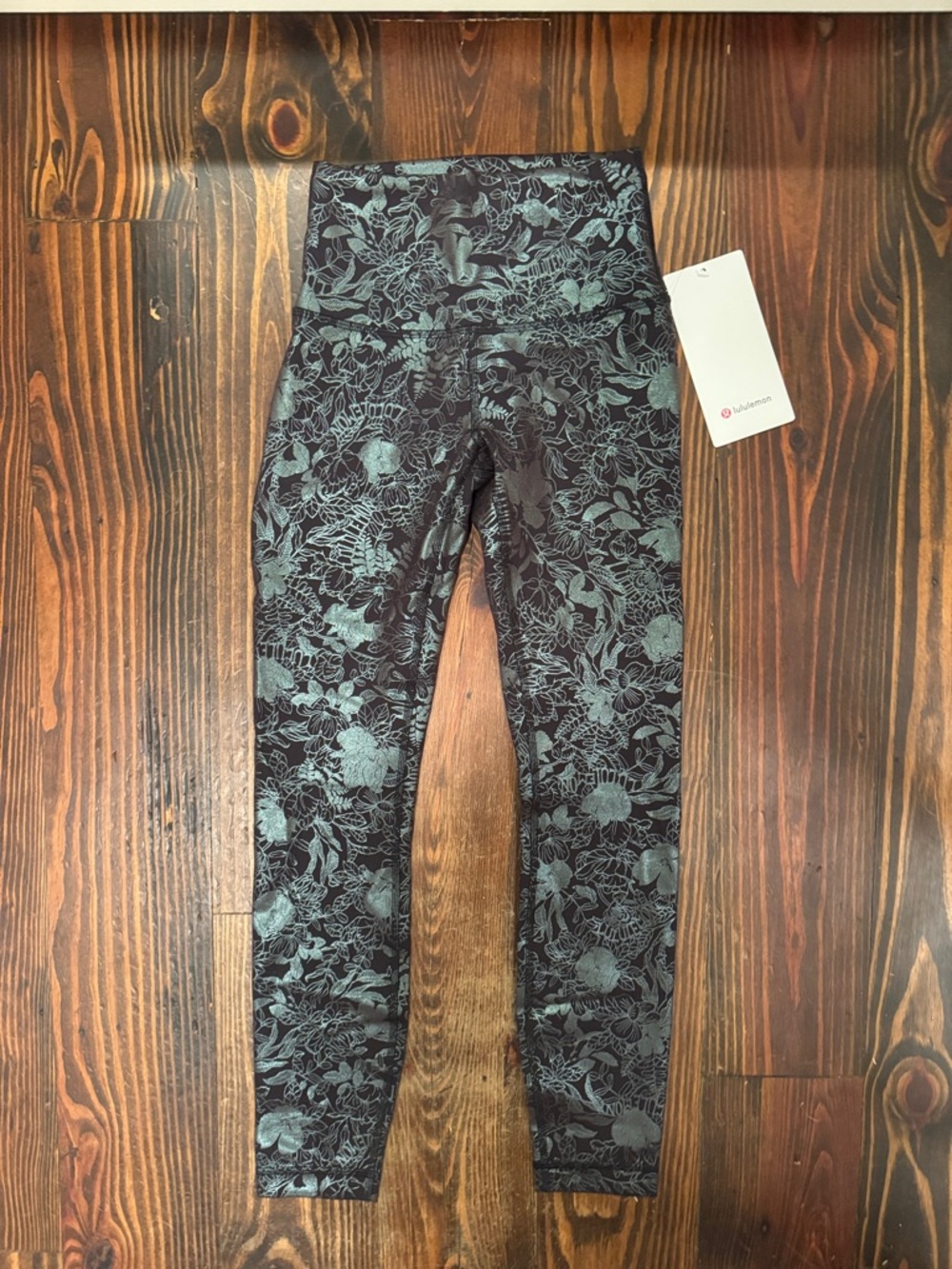 lululemon athletica Black Floral Print Leggings